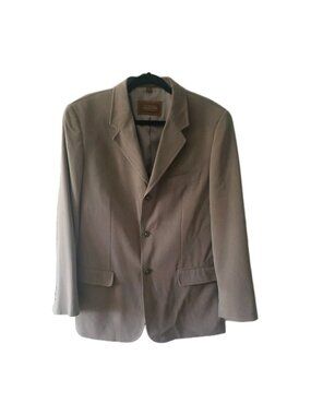 Tasso Elba Jacket 100 % Silk Blazer Gray Taupe 3 Button Sz M Office Career Work